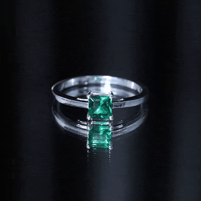 Certified Lab Grown Emerald Princess Cut Engagement Ring