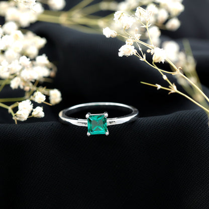 Certified Lab Grown Emerald Princess Cut Engagement Ring