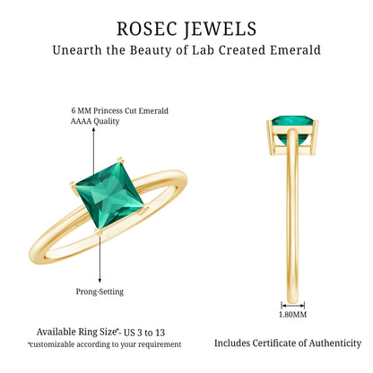 Certified Lab Grown Emerald Princess Cut Engagement Ring