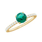 Certified Lab Grown Emerald Solitaire Engagement Ring with Diamond
