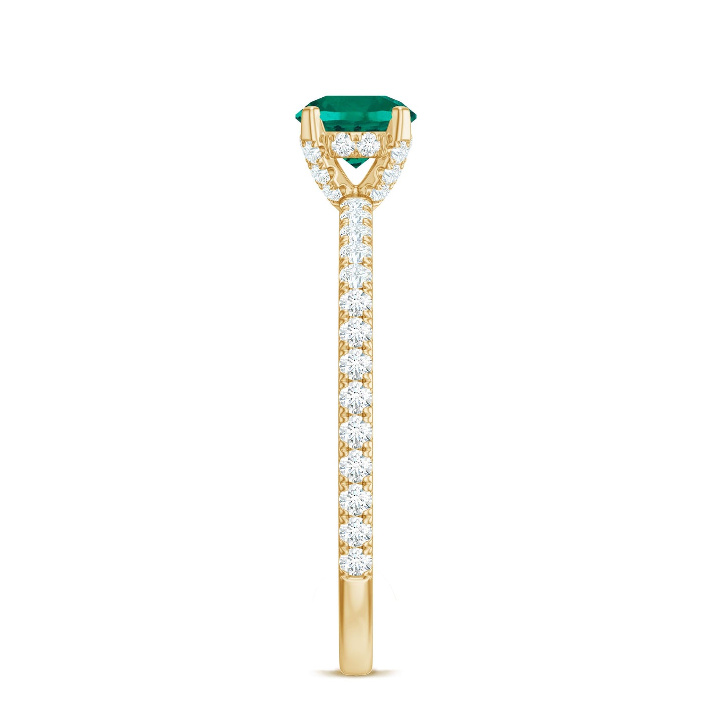 Certified Lab Grown Emerald Solitaire Engagement Ring with Diamond