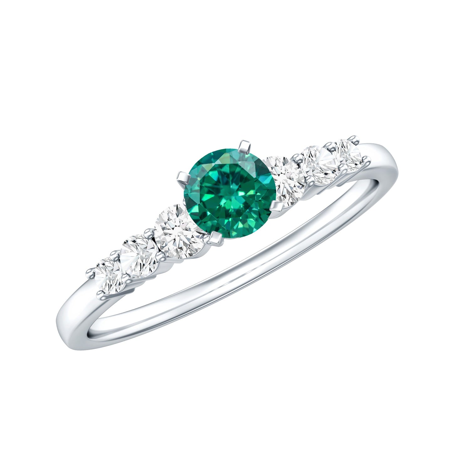 Round Lab Grown Emerald Diamond Promise Ring with Certificate