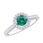 Certified Lab Grown Emerald Diamond Halo Engagement Ring