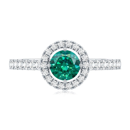 Certified Lab Grown Emerald Diamond Halo Engagement Ring