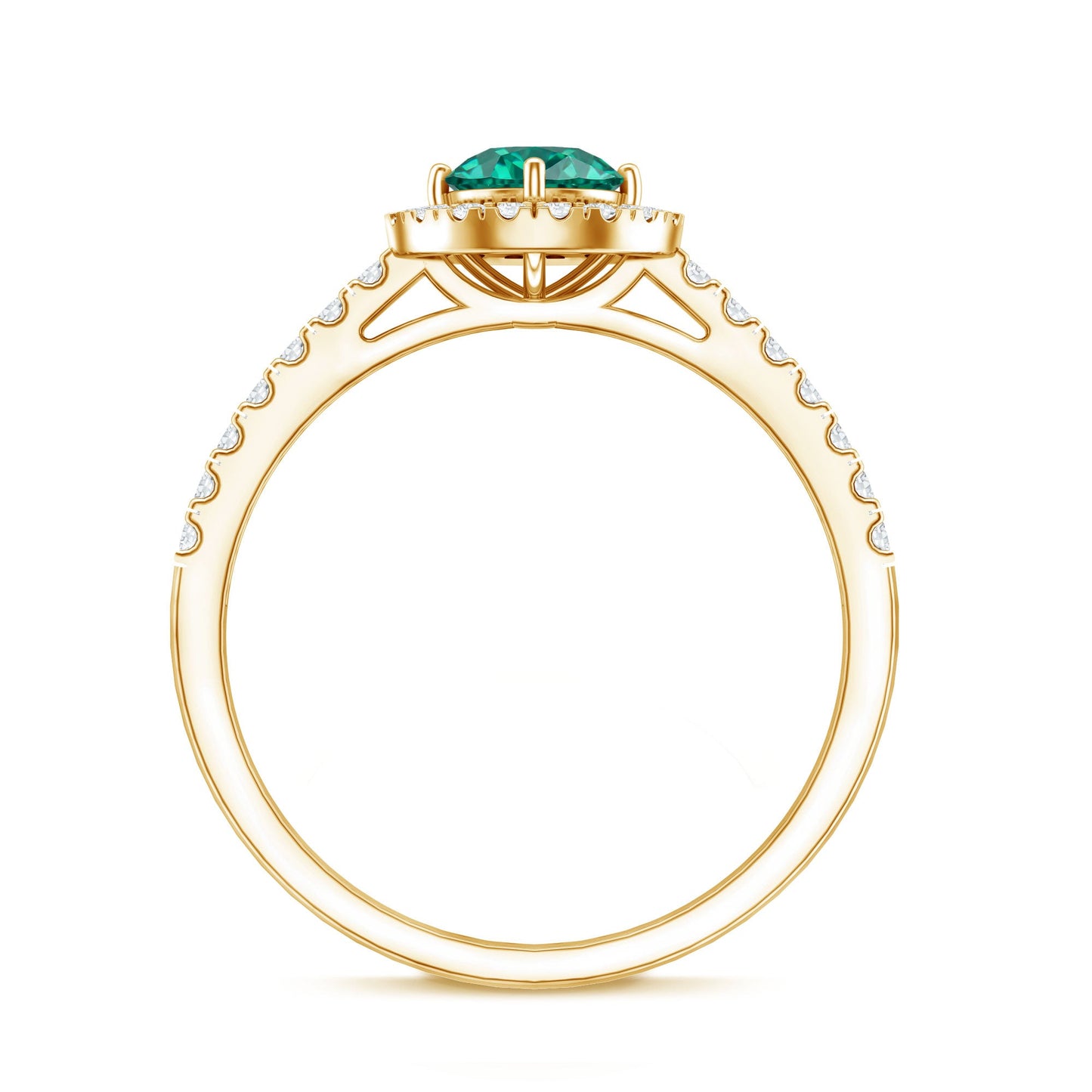 Certified Lab Grown Emerald Diamond Halo Engagement Ring