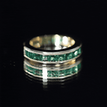 Princess Cut Lab Created Emerald Half Eternity Band