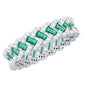 Certified Baguette Lab Grown Emerald Braided Wedding Band with Moissanite