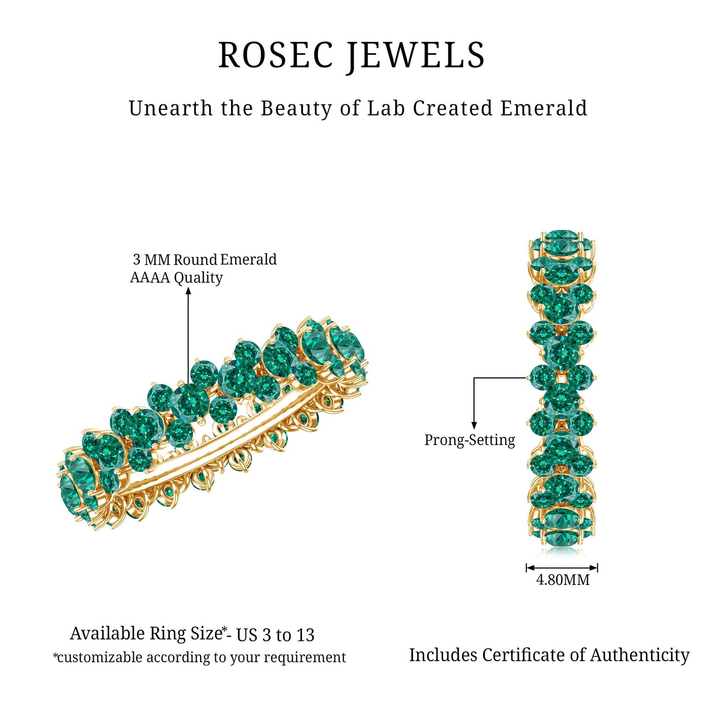 Certified Lab Grown Emerald Eternity Anniversary Band