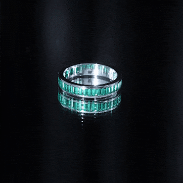 Channel Set Baguette Cut Created Emerald Eternity Band Ring