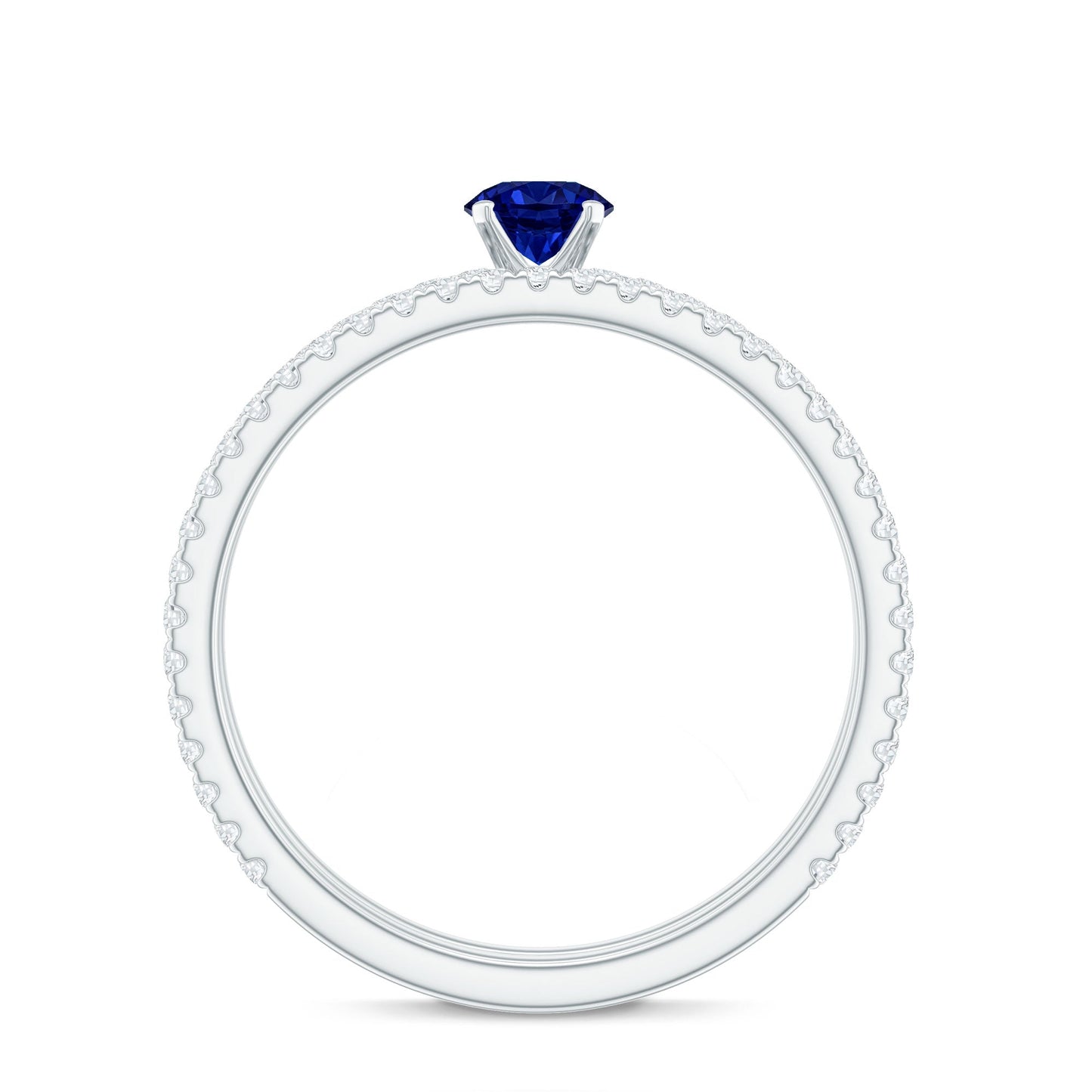 Certified 0.6 Carat Lab Grown Blue Sapphire Engagement Ring Set with Diamond