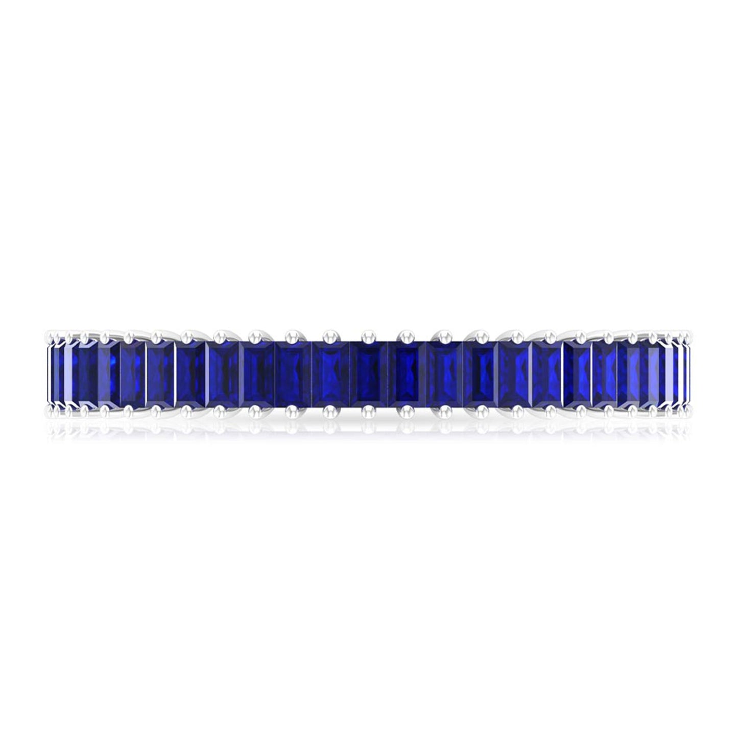 Certified Lab Grown Blue Sapphire Baguette Eternity Band Ring