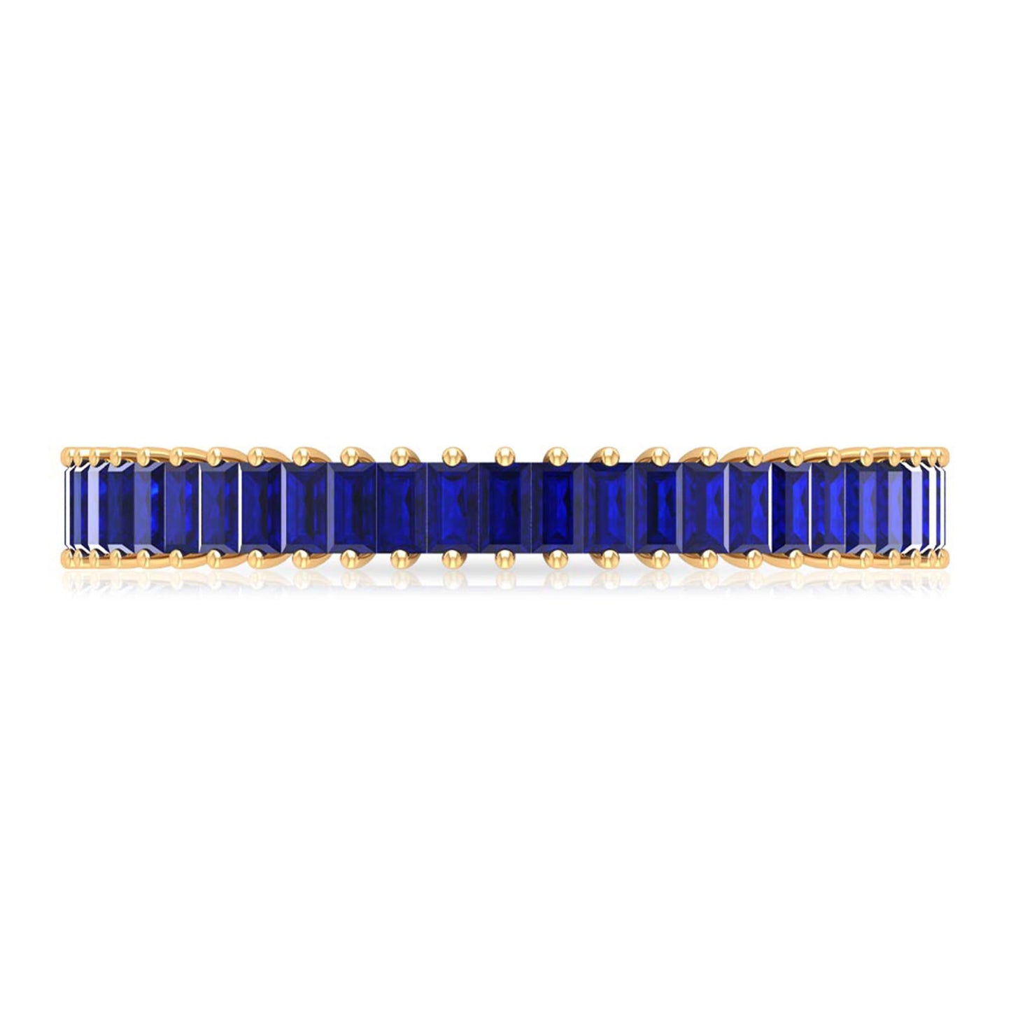 Certified Lab Grown Blue Sapphire Baguette Eternity Band Ring