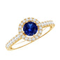 Certified 0.6 Carat Lab Grown Blue Sapphire Diamond Engagement Ring with Halo