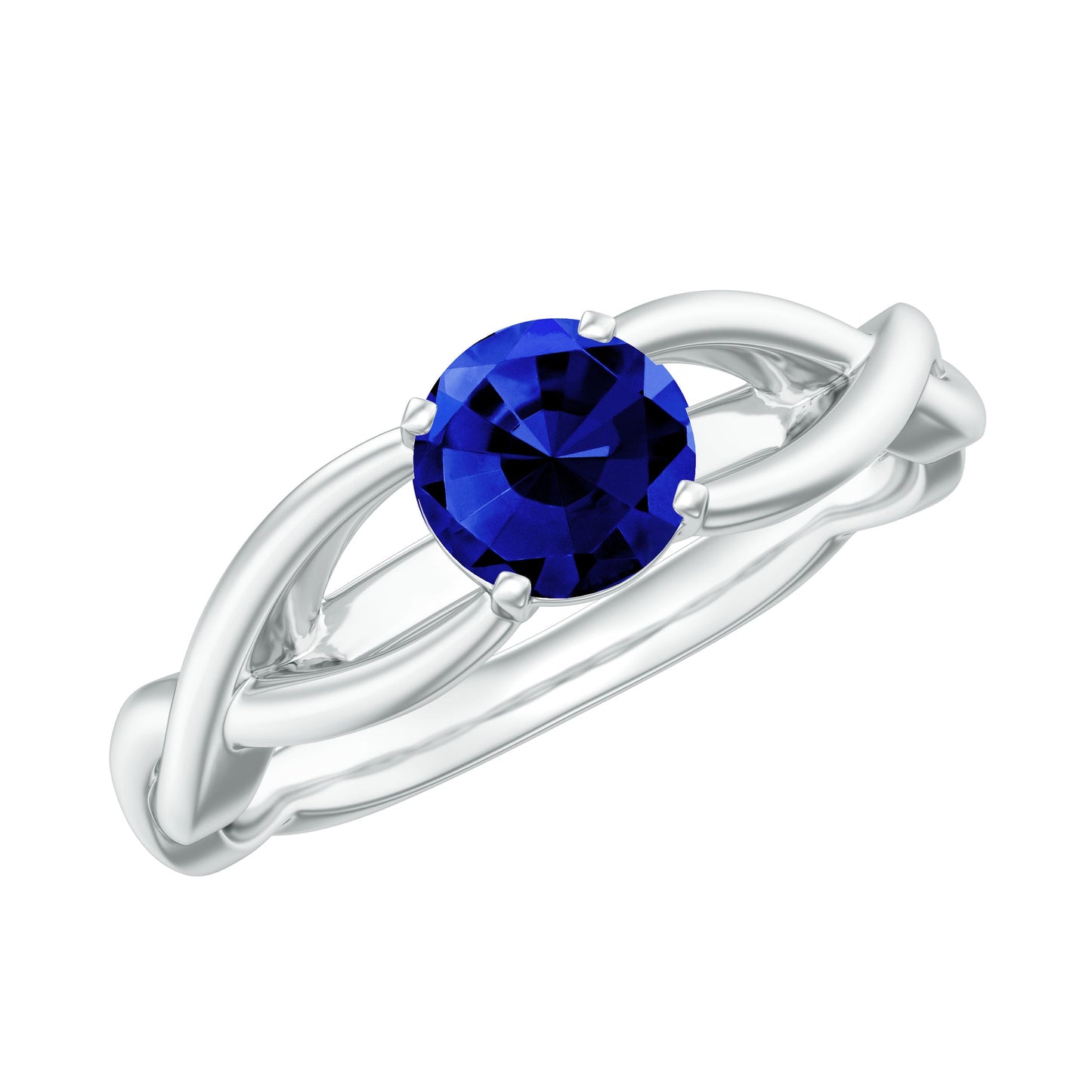 Certified 0.6 Carat Lab Grown Blue Sapphire Promise Ring with Surprise Diamond