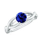 Certified 0.6 Carat Lab Grown Blue Sapphire Promise Ring with Surprise Diamond
