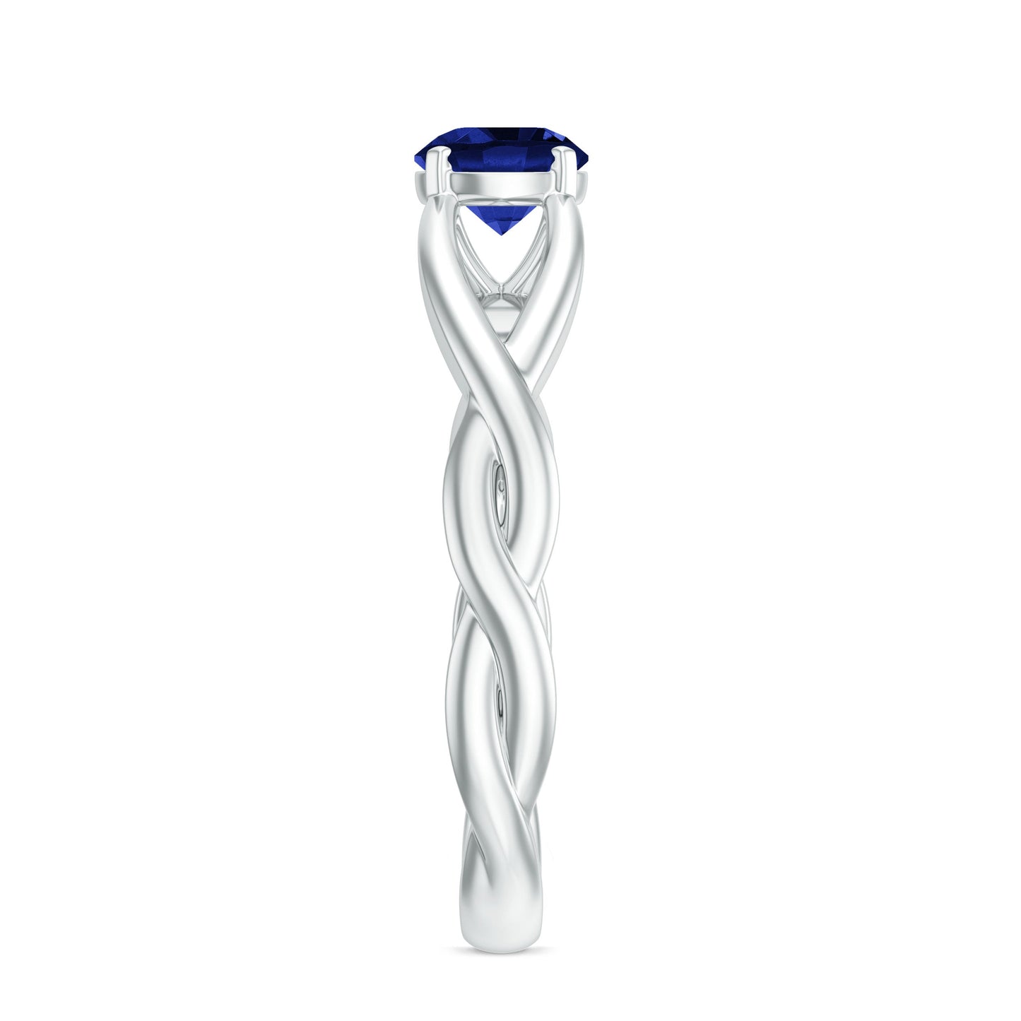 Certified 0.6 Carat Lab Grown Blue Sapphire Promise Ring with Surprise Diamond