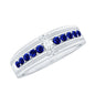 Certified Moissanite and Lab Created Blue Sapphire Anniversary Band