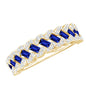 Certified Baguette Lab Grown Blue Sapphire Half Eternity Band with Diamond