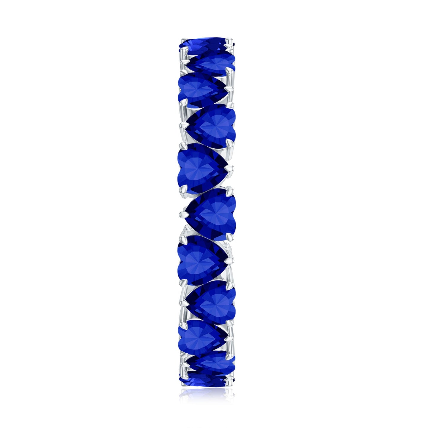 Certified Lab Grown Blue Sapphire Heart Eternity Band for Women