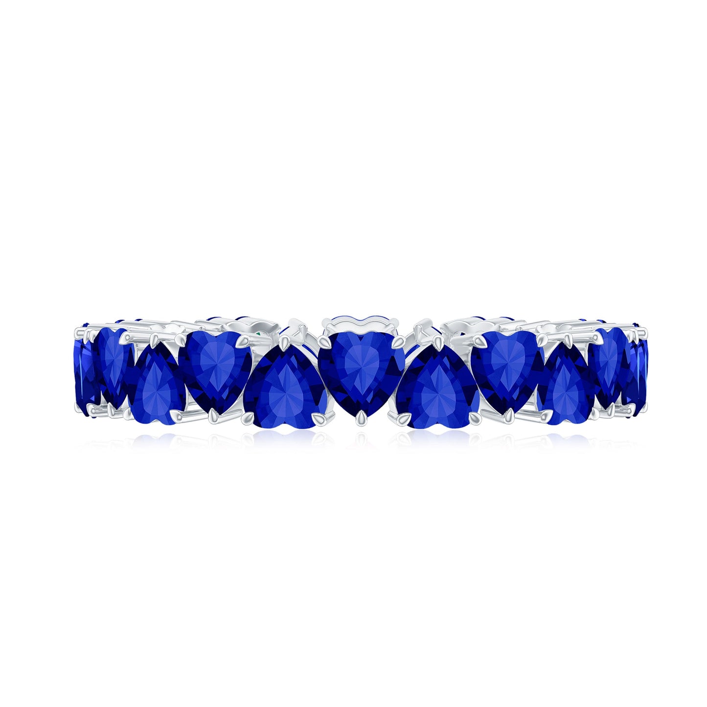 Certified Lab Grown Blue Sapphire Heart Eternity Band for Women