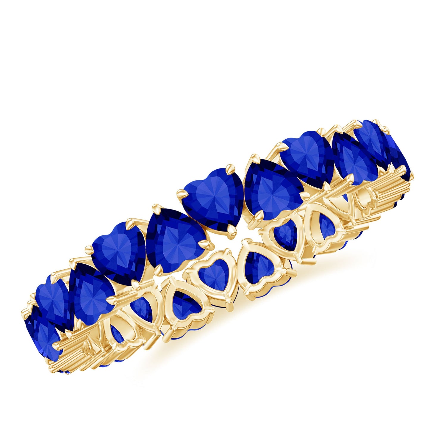 Certified Lab Grown Blue Sapphire Heart Eternity Band for Women