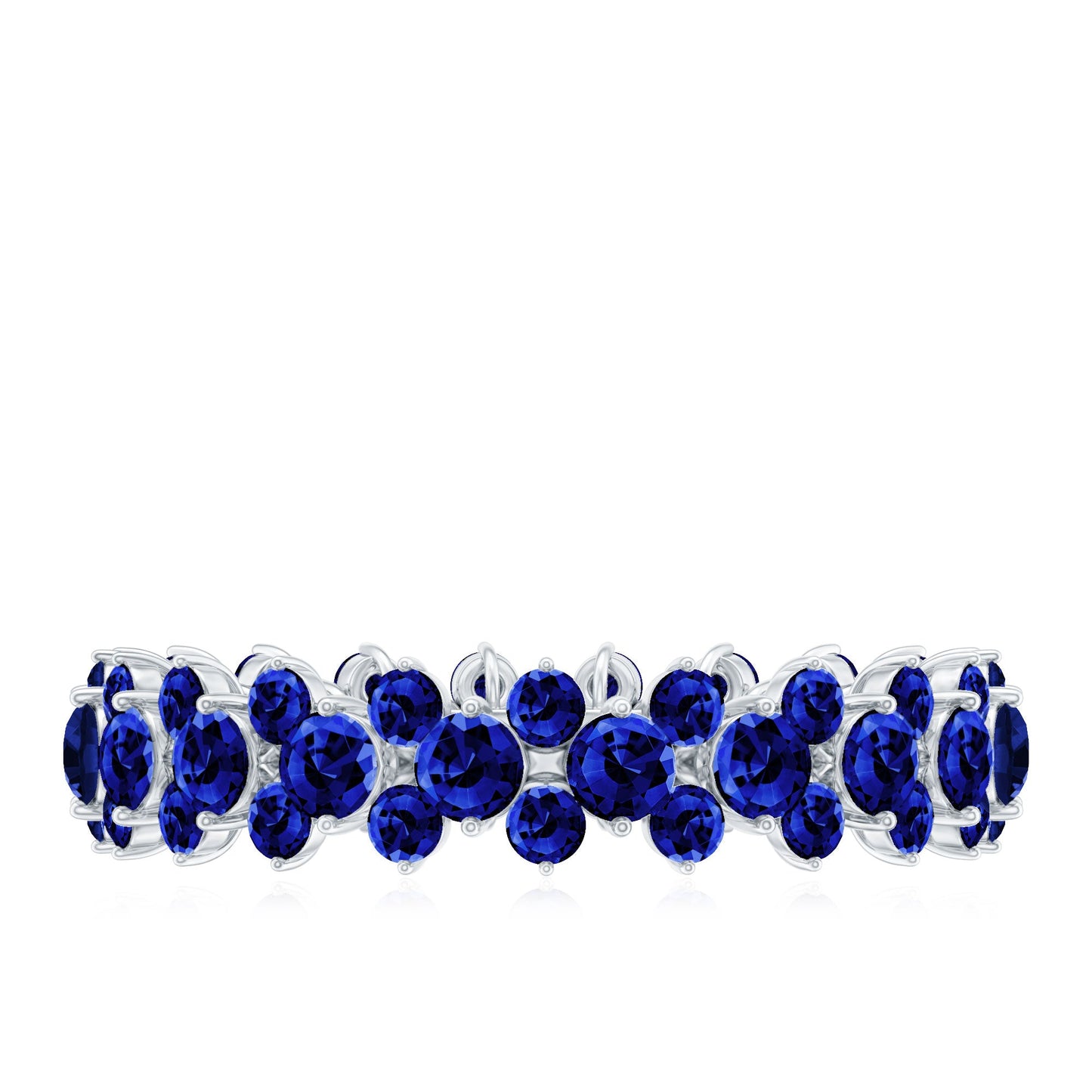 Certified Lab Grown Blue Sapphire Eternity Band Ring for Women