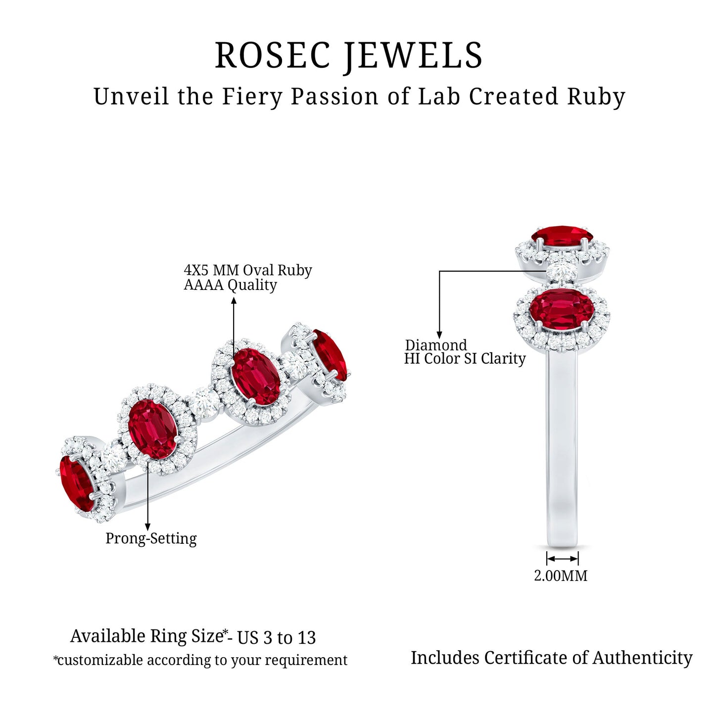 Lab Created Ruby and Diamond Wedding Band