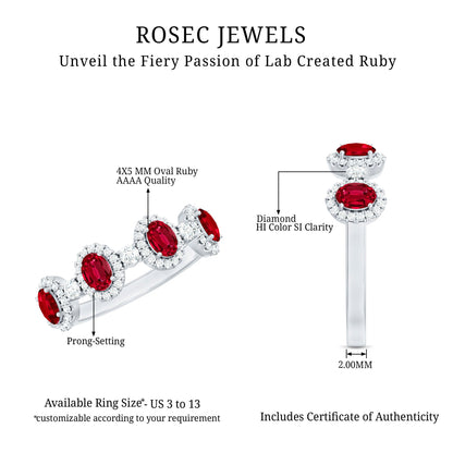Lab Created Ruby and Diamond Wedding Band