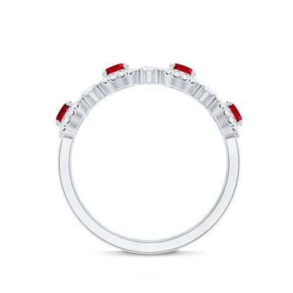 Lab Created Ruby and Diamond Wedding Band
