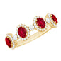 Lab Created Ruby and Diamond Wedding Band