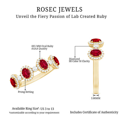 Lab Created Ruby and Diamond Wedding Band