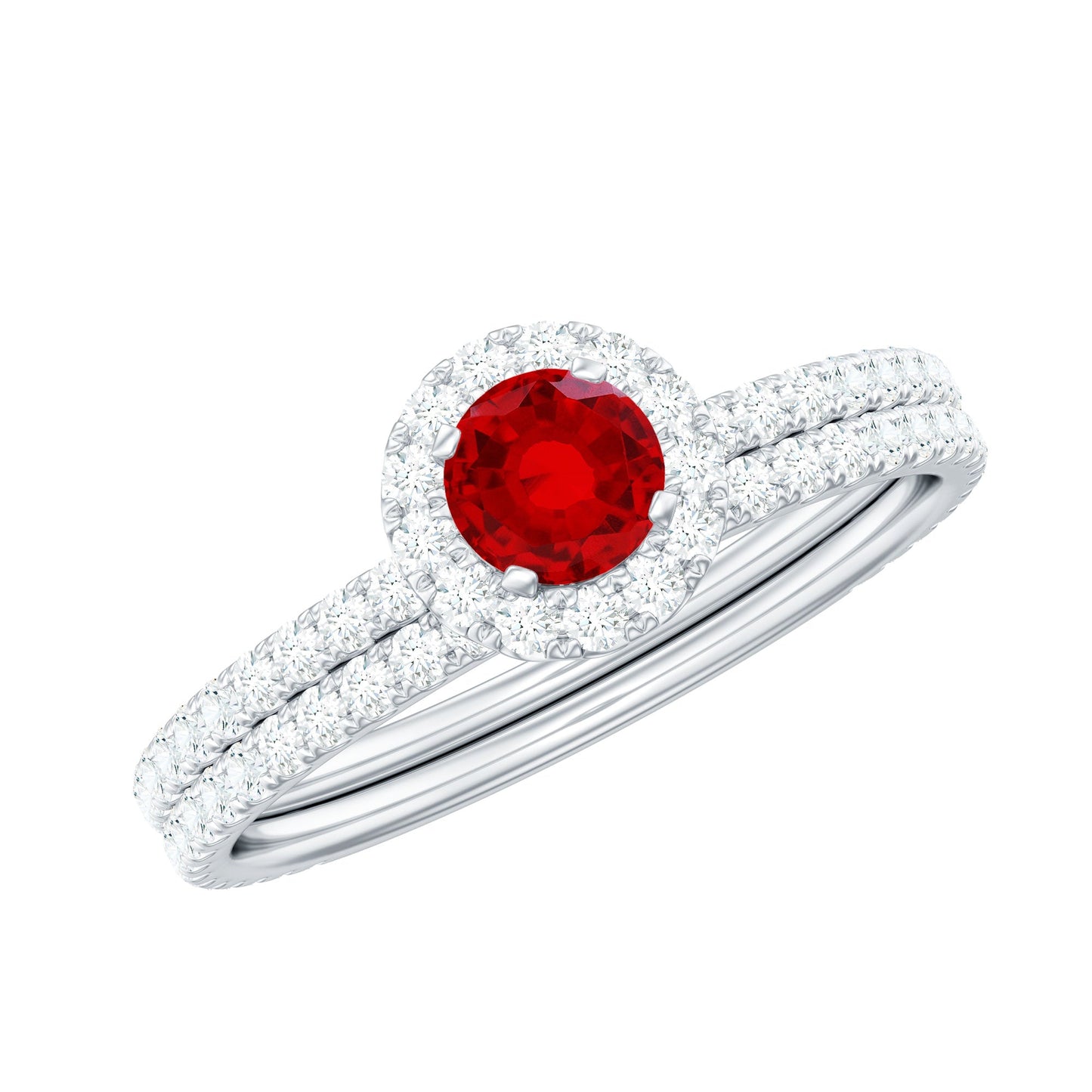 Certified Lab Grown Ruby Minimal Engagement Ring with Enhancer