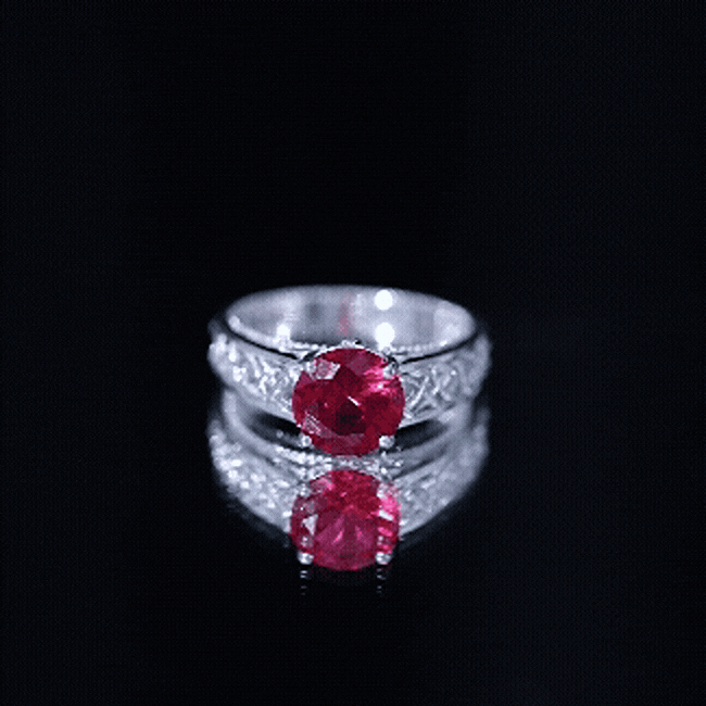 Vintage Style Created Ruby Celtic Knot Band Ring with Surprise Diamond