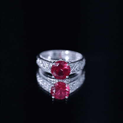 Vintage Style Created Ruby Celtic Knot Band Ring with Surprise Diamond