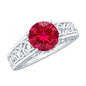 Vintage Style Created Ruby Celtic Knot Band Ring with Surprise Diamond