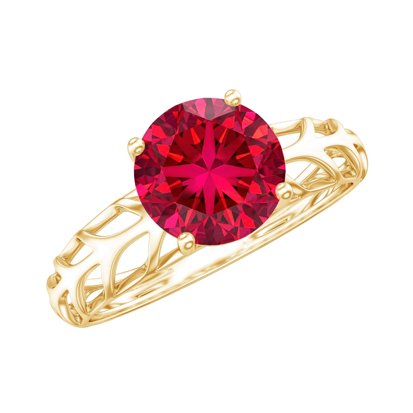 2.3 Carat Lab Created Ruby Solitaire Engagement Ring with Filigree Design