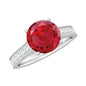 Created Ruby Solitaire Engagement Ring with Diamond