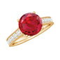 Created Ruby Solitaire Engagement Ring with Diamond
