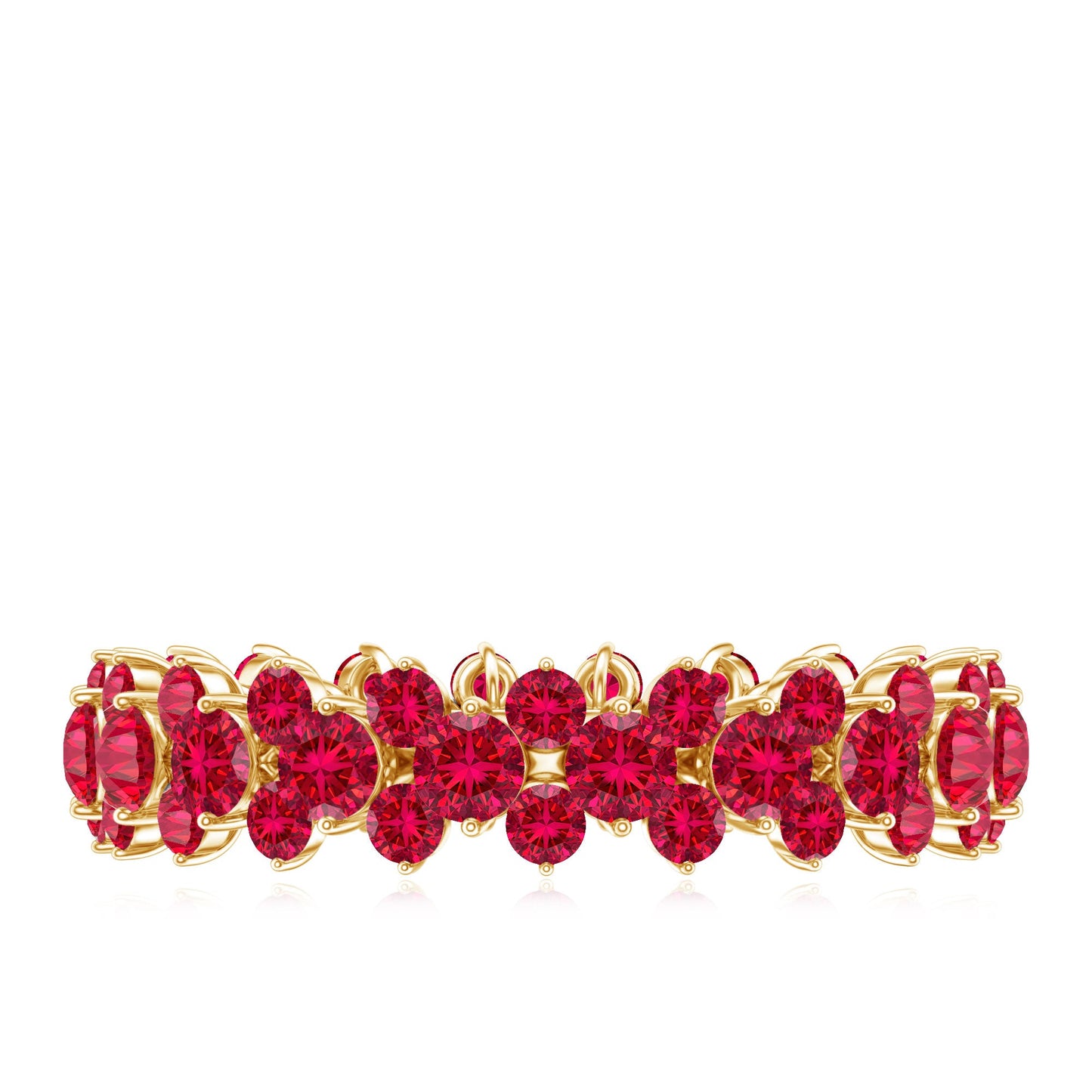 Lab Created Ruby Cluster Wedding Band for Women