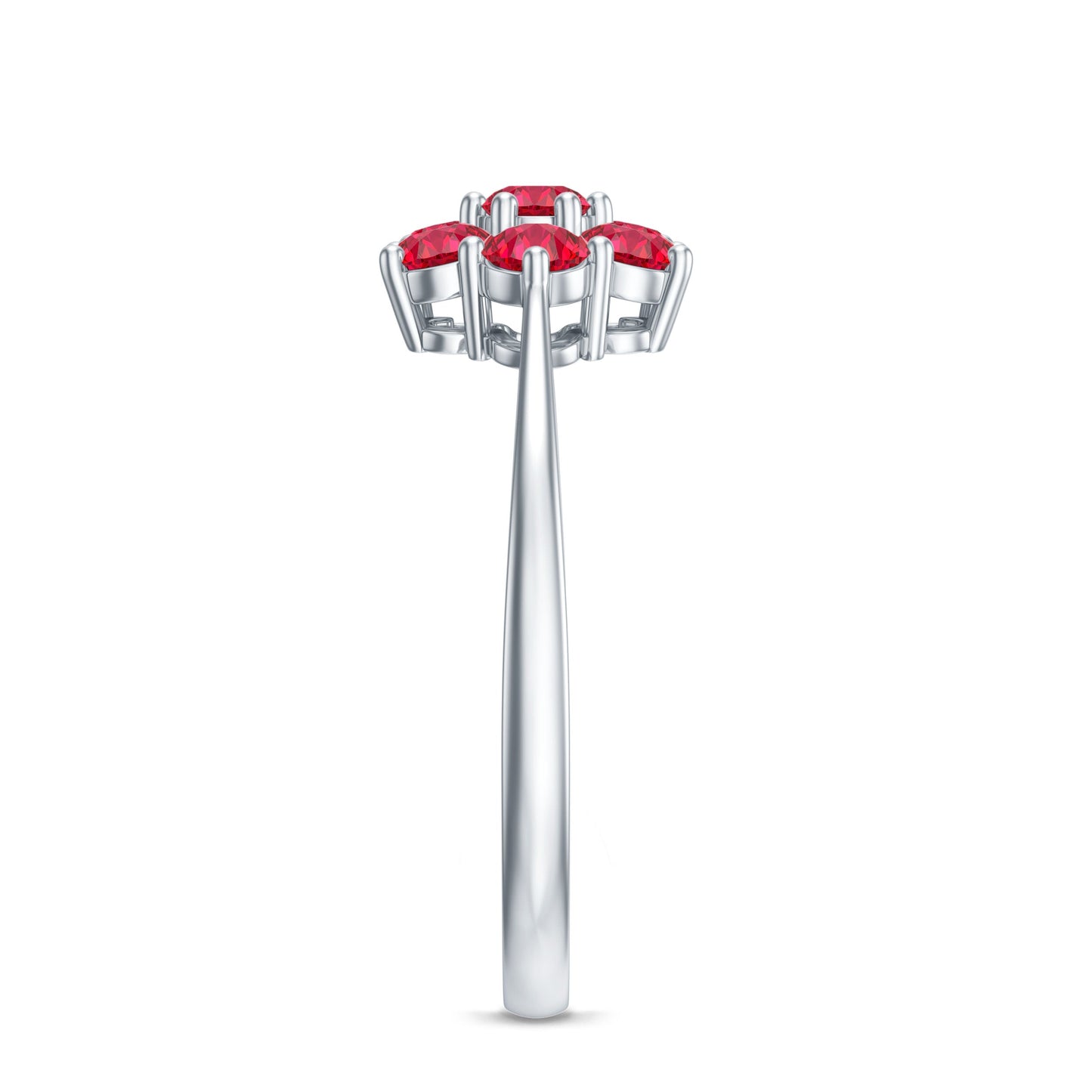 Certified Round Cut Lab Created Ruby Cluster Flower Ring