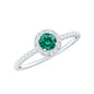 Certified Lab Grown Emerald Engagement Ring with Diamond Halo