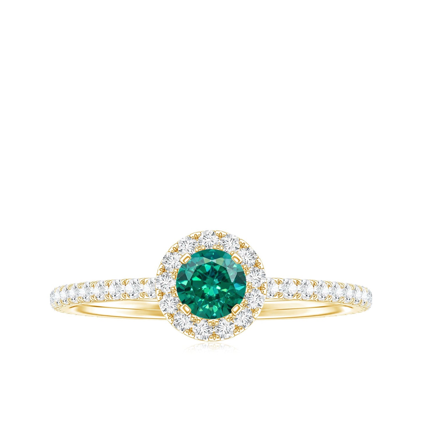 Certified Lab Grown Emerald Engagement Ring with Diamond Halo