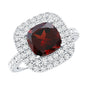 Natural Garnet Double Halo Engagement Ring with Moissanite