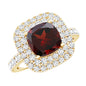 Natural Garnet Double Halo Engagement Ring with Moissanite
