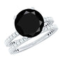 Certified 4.5 Carat Lab Grown Black Diamond Engagement Ring with Moissanite Wedding Band