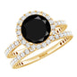2 Carat Lab Grown Black Diamond Engagement Ring with Moissanite Wedding Band