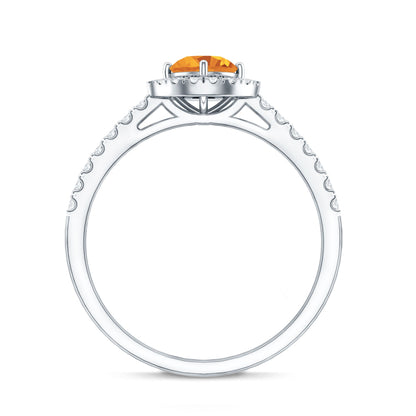 Minimalist Citrine Diamond Engagement Ring with Halo