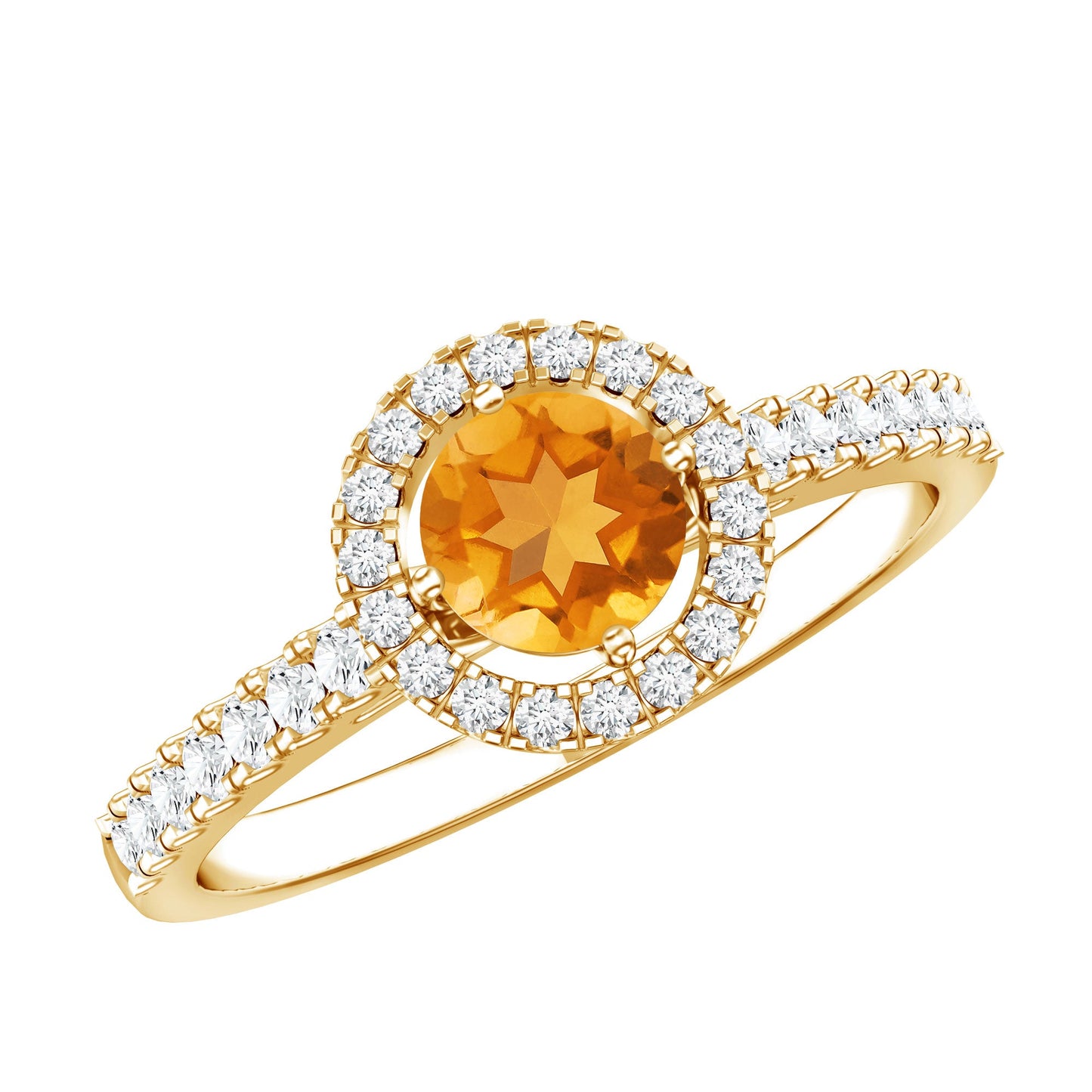 Minimalist Citrine Diamond Engagement Ring with Halo