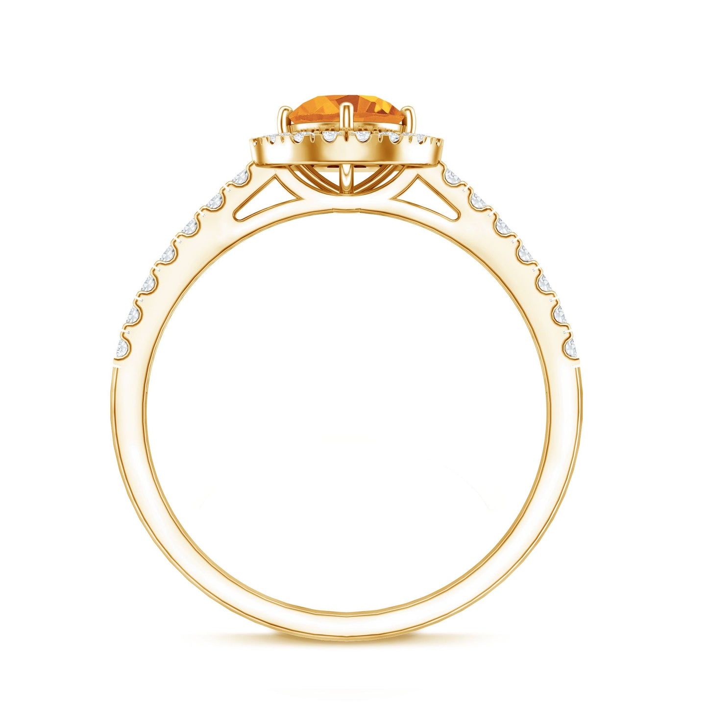 Minimalist Citrine Diamond Engagement Ring with Halo