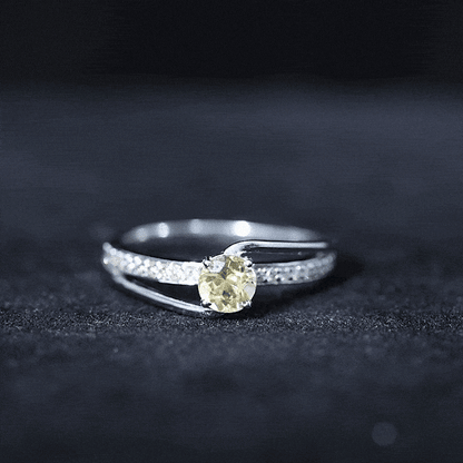 Natural Citrine Engagement Ring with Diamond Bypass Shank